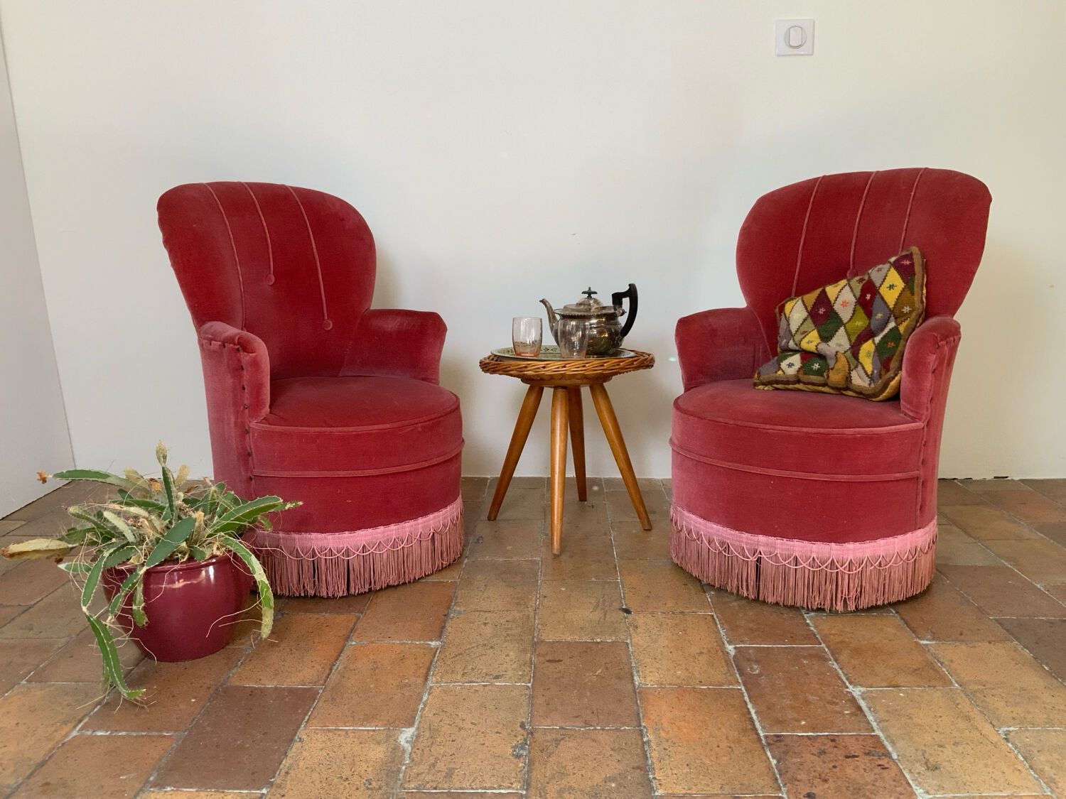 Pair of toadstool armchairs
