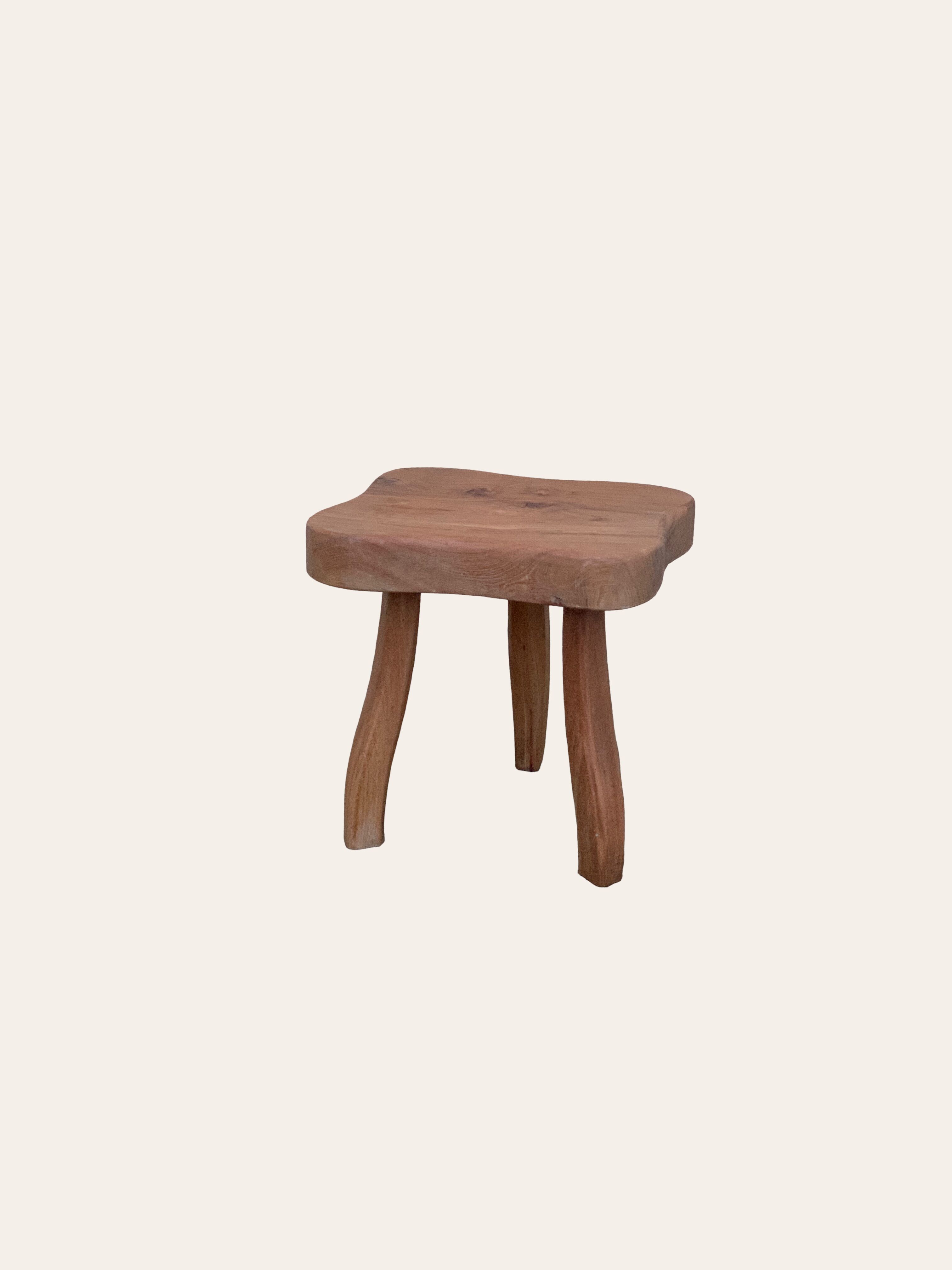 Vintage solid elm tripod stool 1960