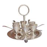 Antique Silver Egg Coddler Stand Holder Set Of 6 Egg Holder With 6 Silver Spoons