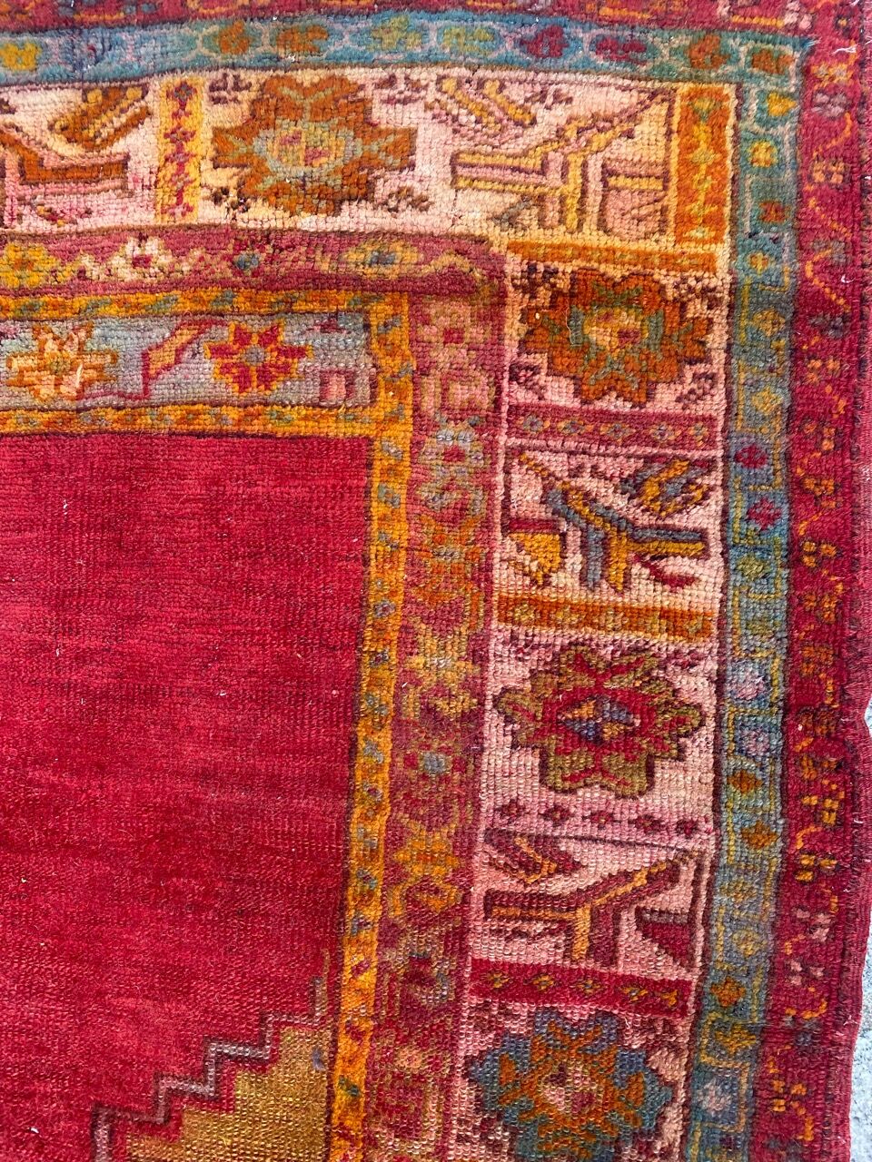Old Turkish carpet Anatolia handmade 105x135 cm