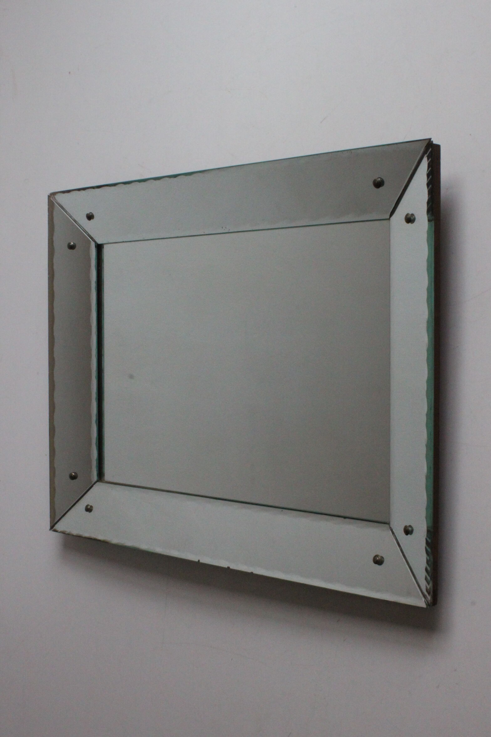 Art Deco box mirror with scalloped edges France 1930s