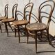 Set of 4 wooden and cane bistro chairs