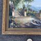 Large oil on canvas, Mediterranean terrace by the lake, signed, gilded frame.