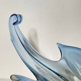 Large Murano centerbowl in blue & amber- Sommerso technique