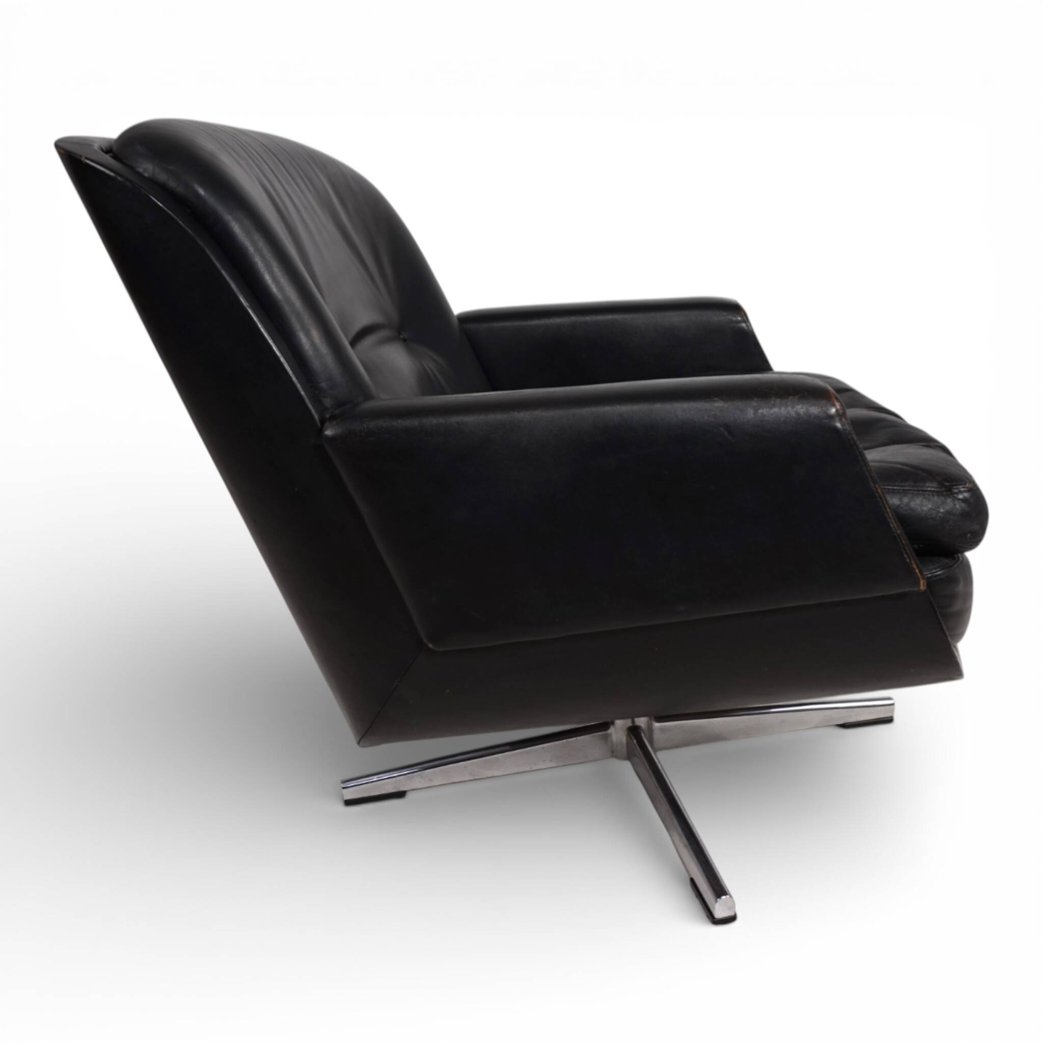 Fauteuil en cuir Eugen Schmidt, 1960