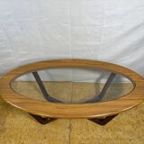 Mid-Century Retro Vintage Coffee Table by Schreiber   Formica Top • Glass D