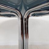 Table 70s, chrome and crystal metal, cobra design model by Giotto Stoppino.