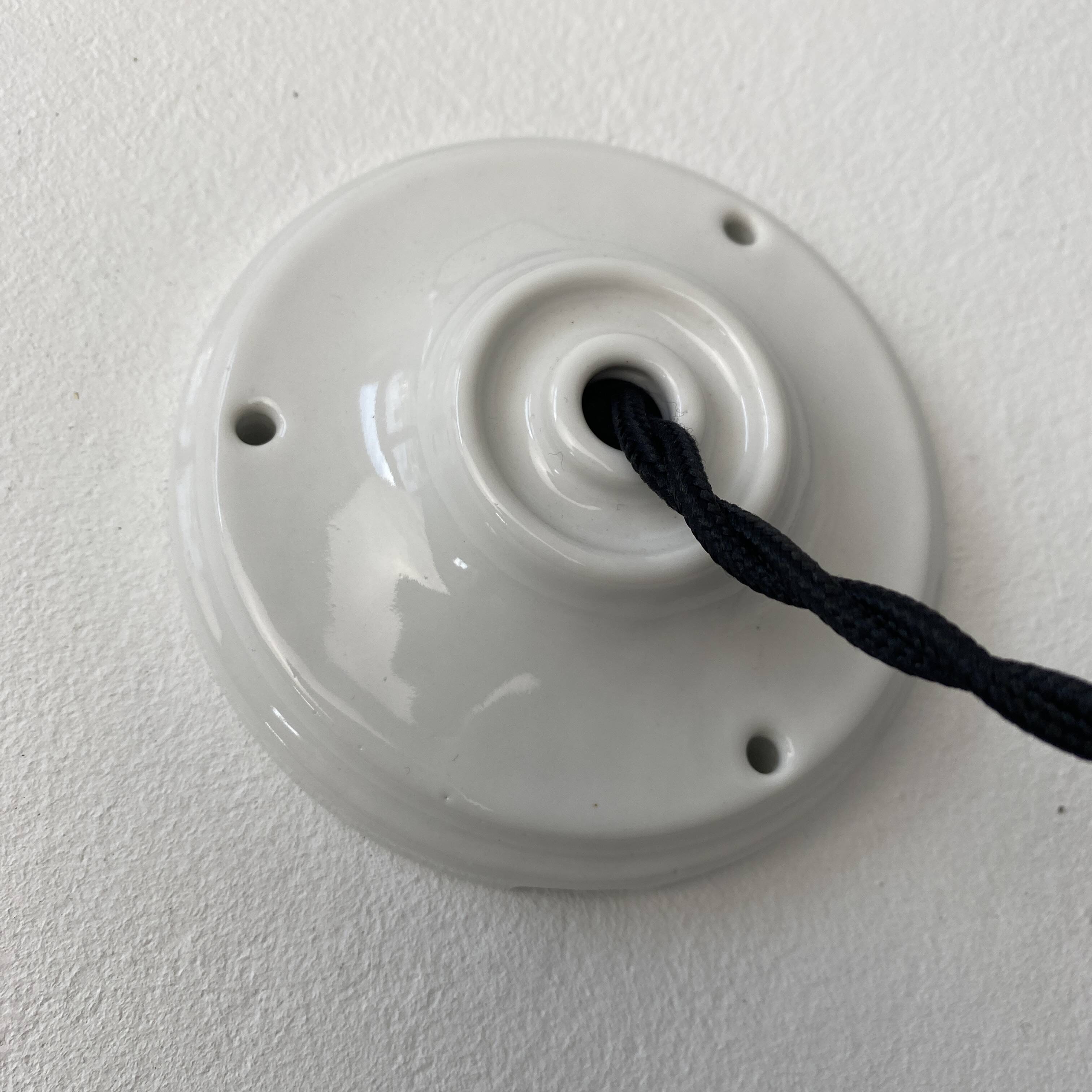 OLD SMALL INDUSTRIAL WHITE ENAMEL PENDANT