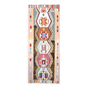 Vintage Turkish Oushak handmade wool cotton beige runner rug 116x282
