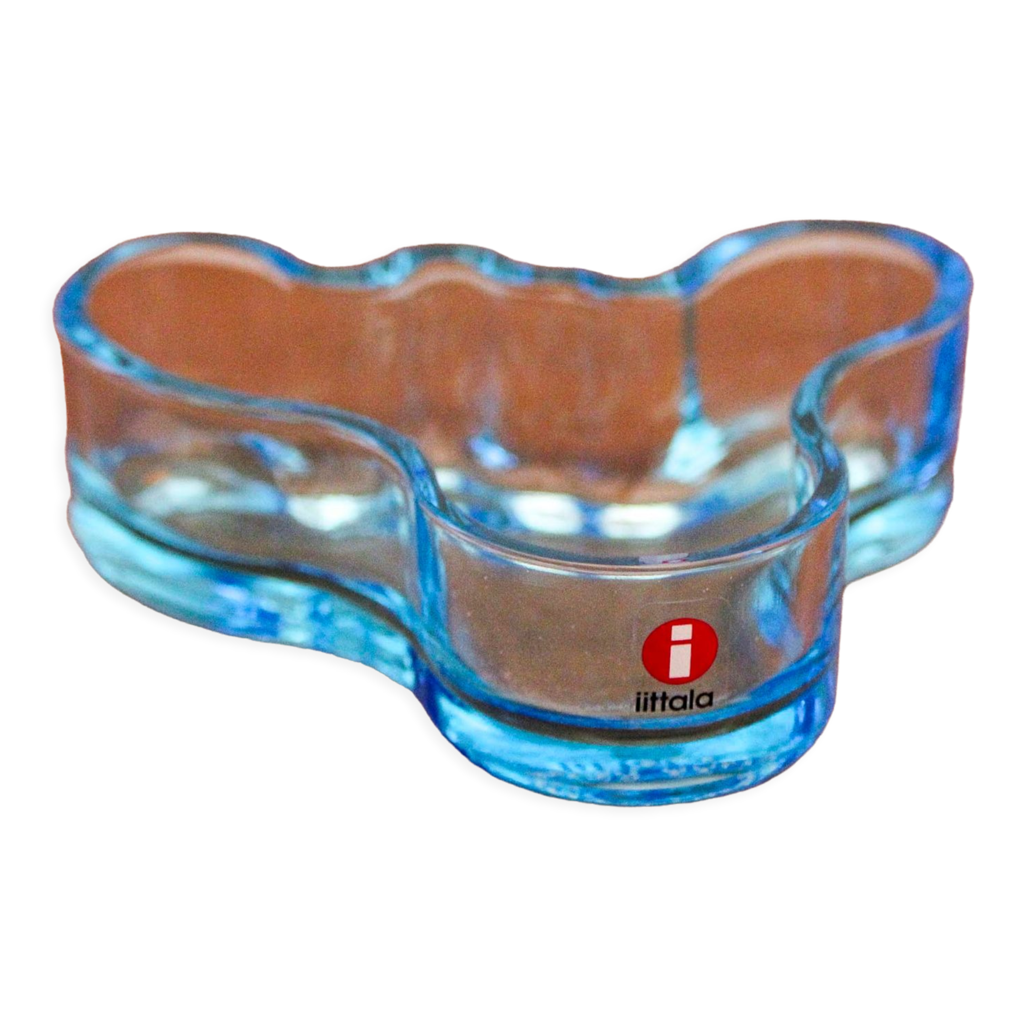Blue glass cup by Alvaar Alto for IItala