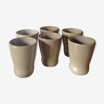 6 enamelled sandstone glasses