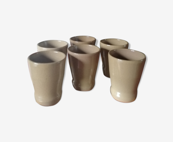 6 verres en grès émaillé