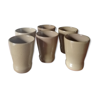 6 enamelled sandstone glasses