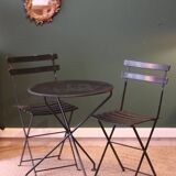 Vintage dark green metal bistro set