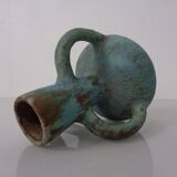 German studio ceramic handle vase by Lu & Gerd Grove, Lübeck, 1960s