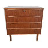 Small mid-century modern chest of drawers with four drawers – Scandinavian design in teak, 1960s
