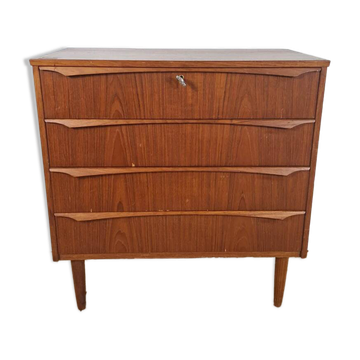 Small mid-century modern chest of drawers with four drawers – Scandinavian design in teak, 1960s