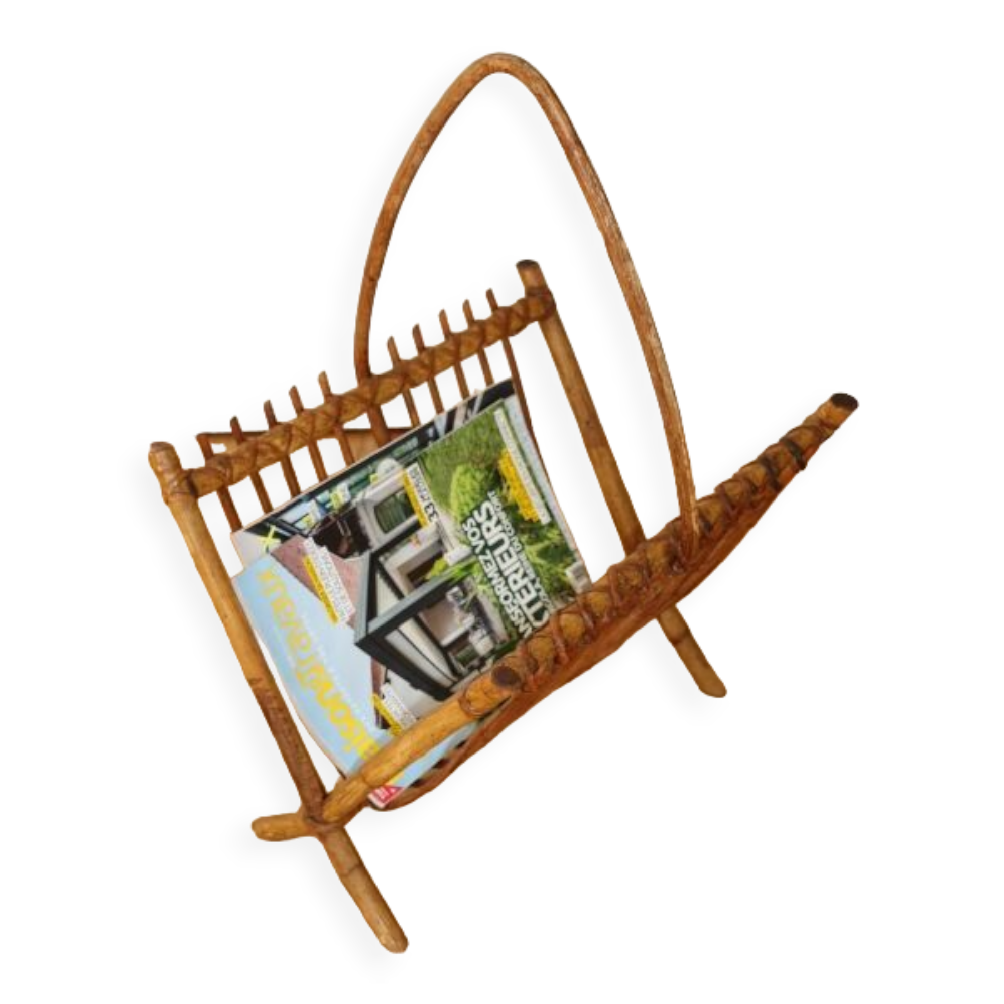 Rattan magazine holders