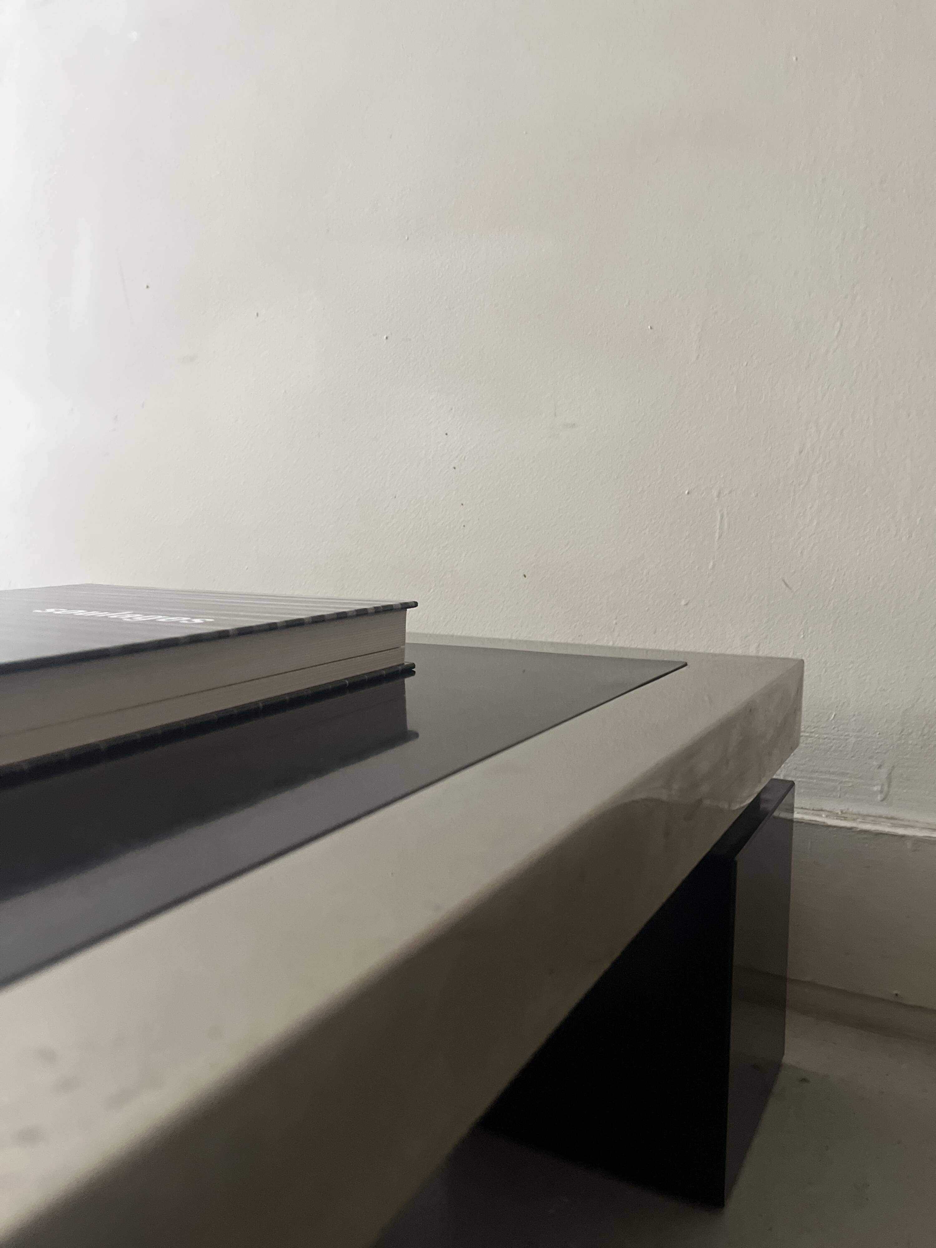 Black & brushed chrome coffee table in the style of Willy Rizzo, design 1970