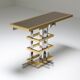 Brass and chrome console with 1970 Duchise glass tray