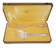 Christofle Rubans model Bell service fish cutlery set, silver-plated, 2 pieces.