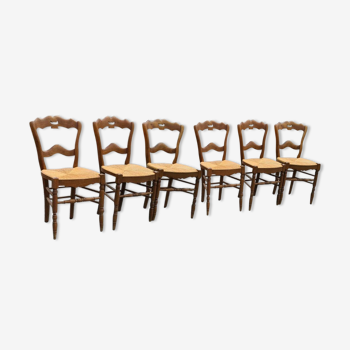 6 chaises paillées
