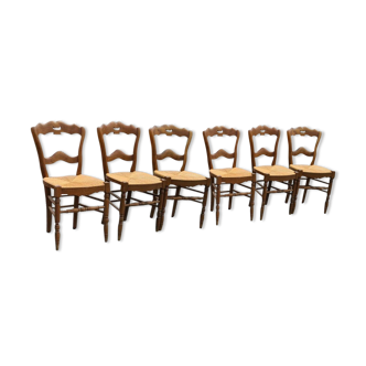 6 chaises paillées