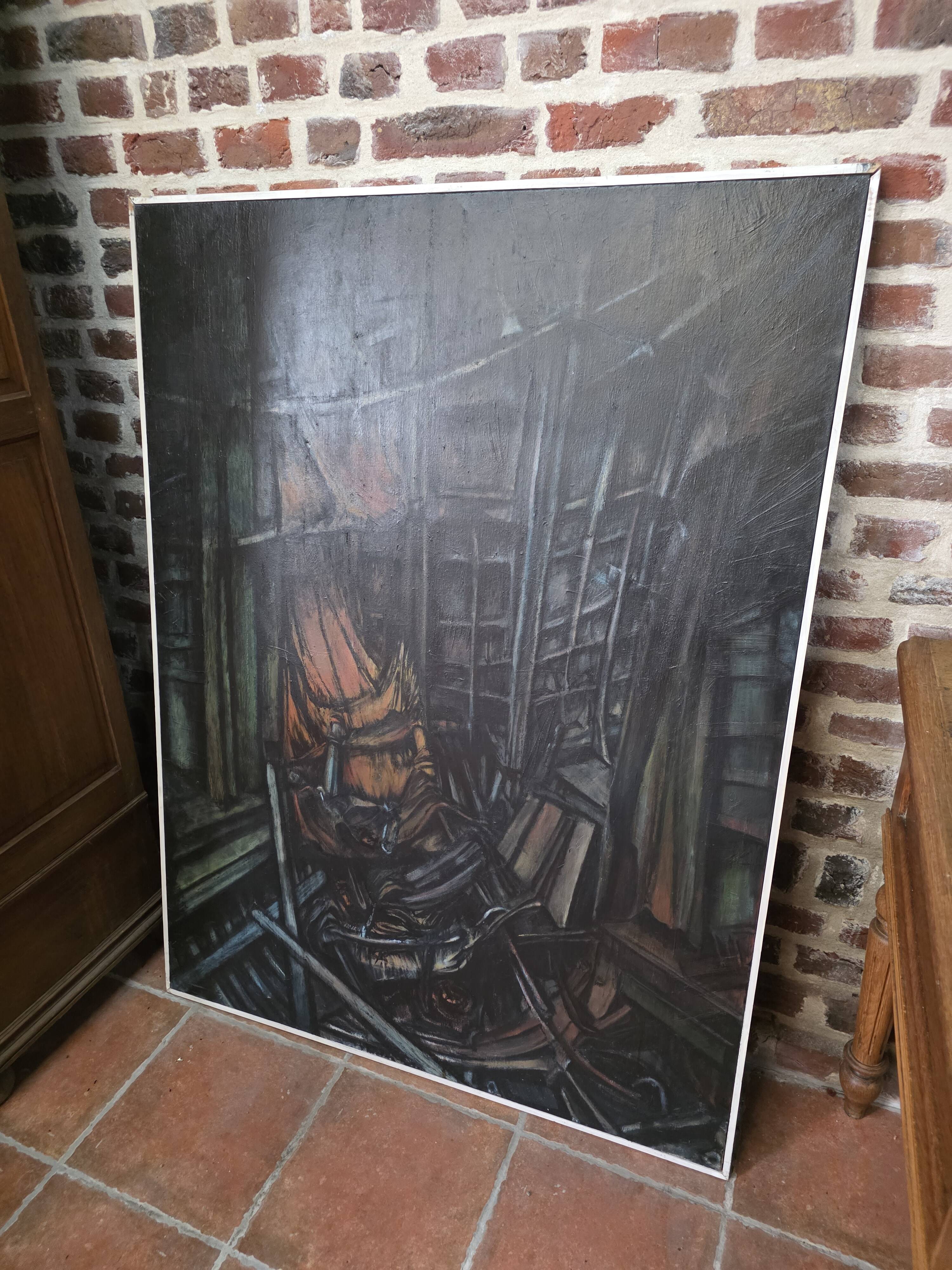 Pair of oil on canvas paintings of a boat interior from the 50s/70s