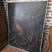 Pair of oil on canvas paintings of a boat interior from the 50s/70s