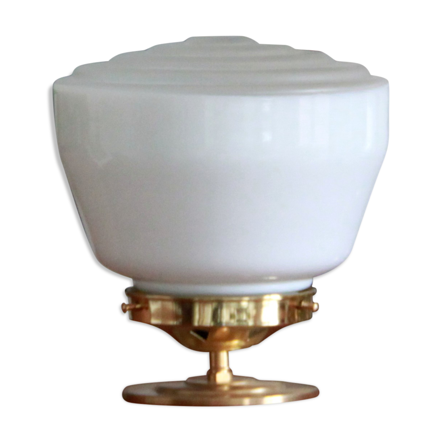Table lamp brass and glass white