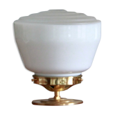Lampe à poser bureau laiton globe ancien verre blanc