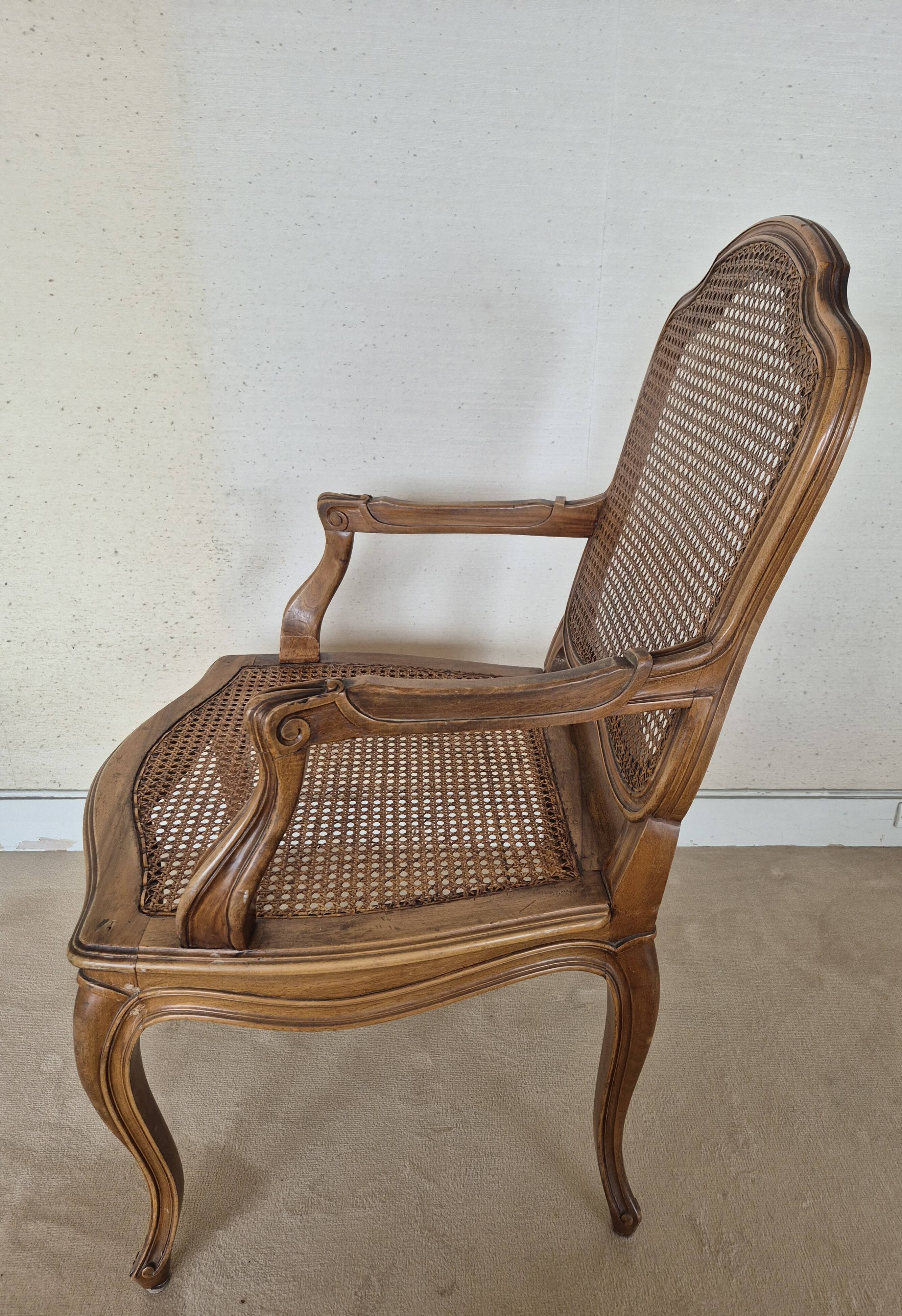 Louis XV style fluted cabriolet armchair