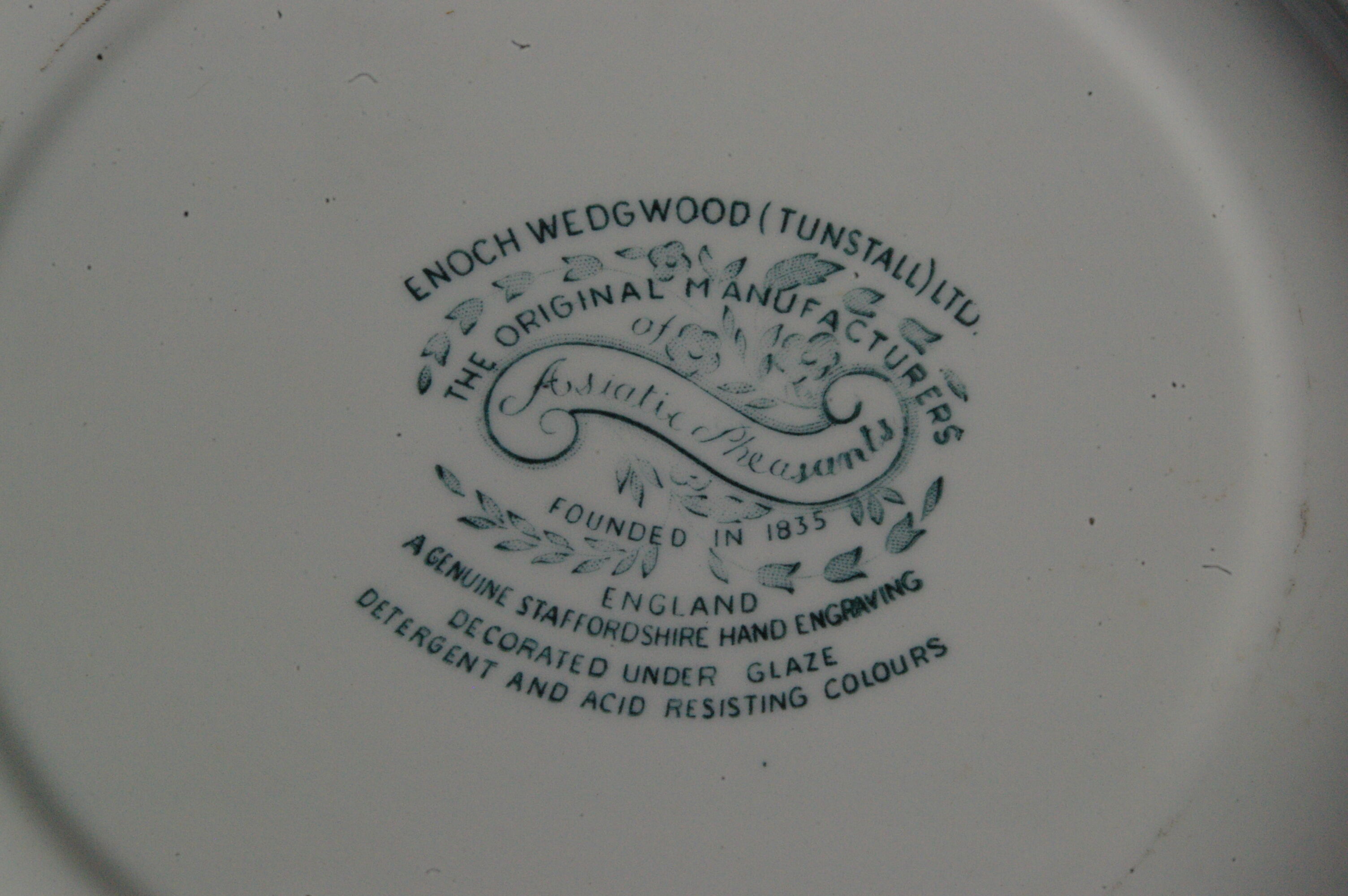 6 Flat Plates - Enoch Wedgwood (Tunstall) Ltd - Asiatic Pheasants Blue