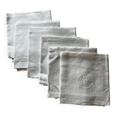 Lot de six serviettes de table anciennes en damassé, monogramme brodé