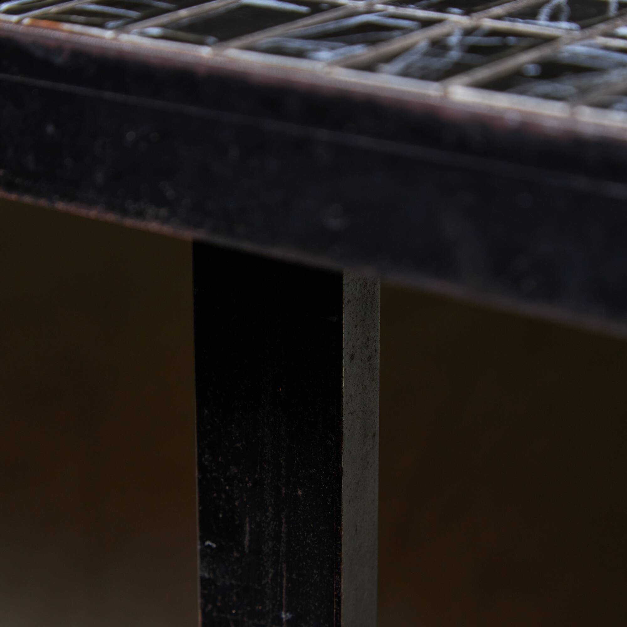 Italian Coffee Table on Flat Metal Frame with Black and White Mosaic Top, 1980s