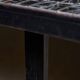 Table basse italienne sur cadre en métal plat avec plateau en mosaïque noire et blanche, années 1980