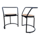 Set 2 tub chair Italian design black tubular metal frame - cane seat