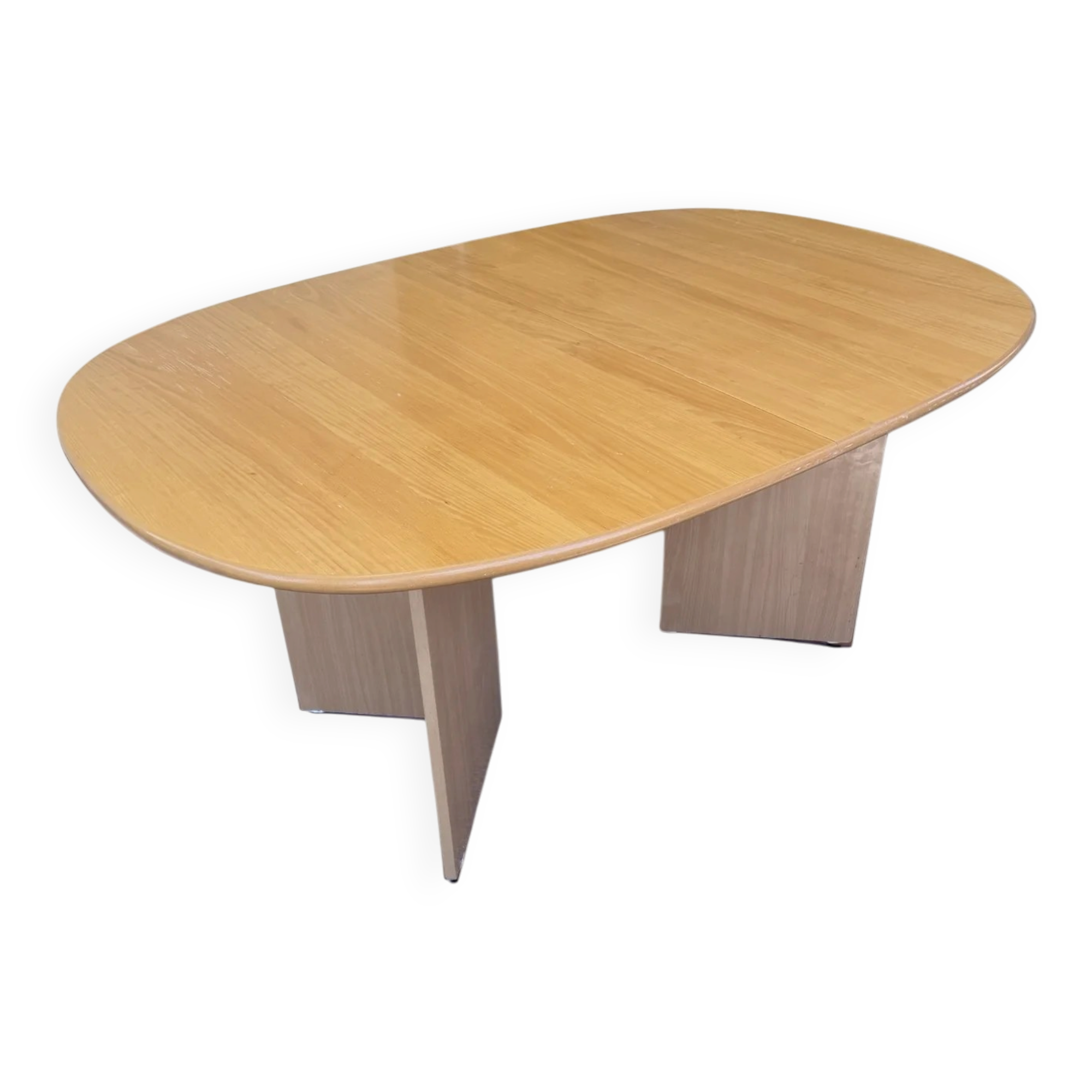 Table à manger danoise extensible en bois massif clair avec pieds en V