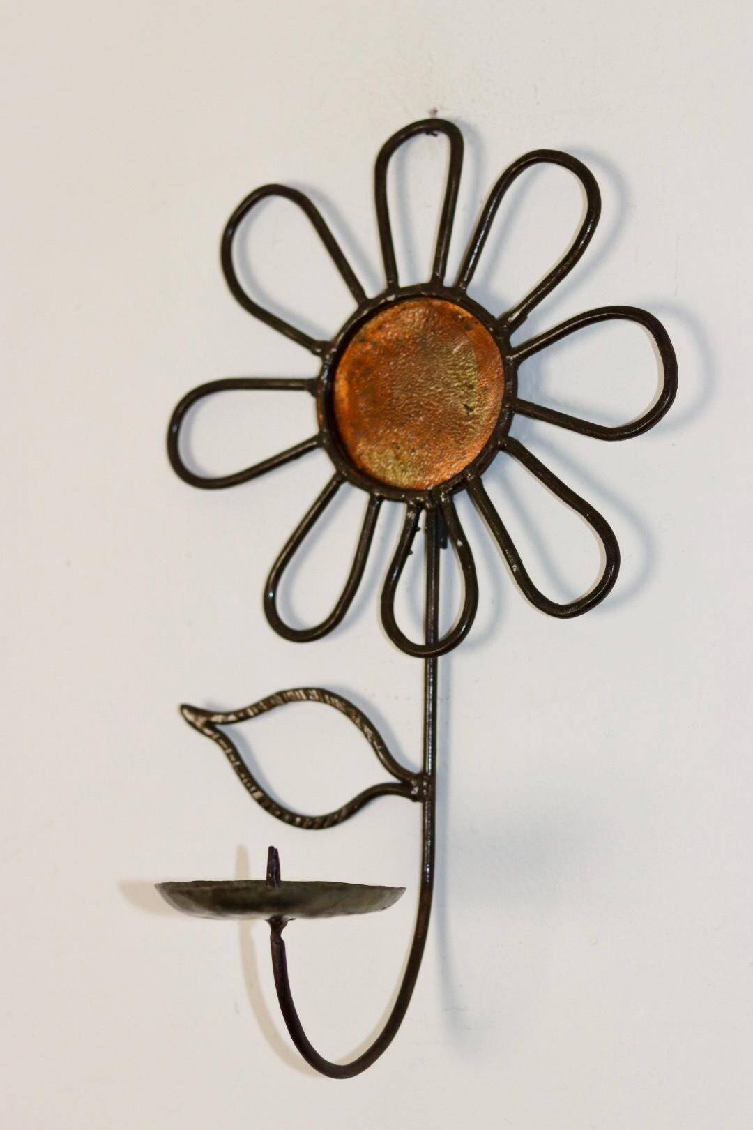 Bougeoir mural vintage en cuivre et métal