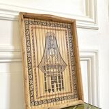 Engraved bamboo rattan tray