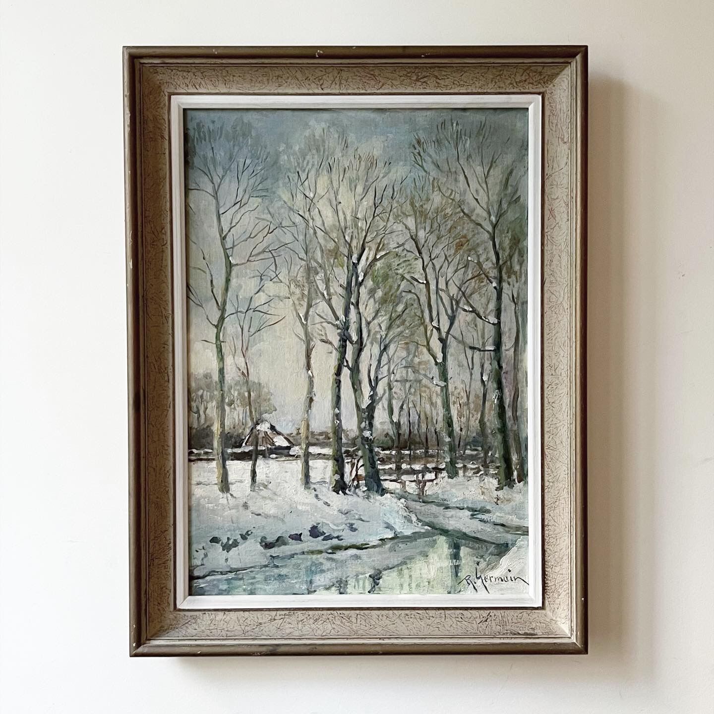 Winter atmosphere by Robert Germain - Oil on cardboard