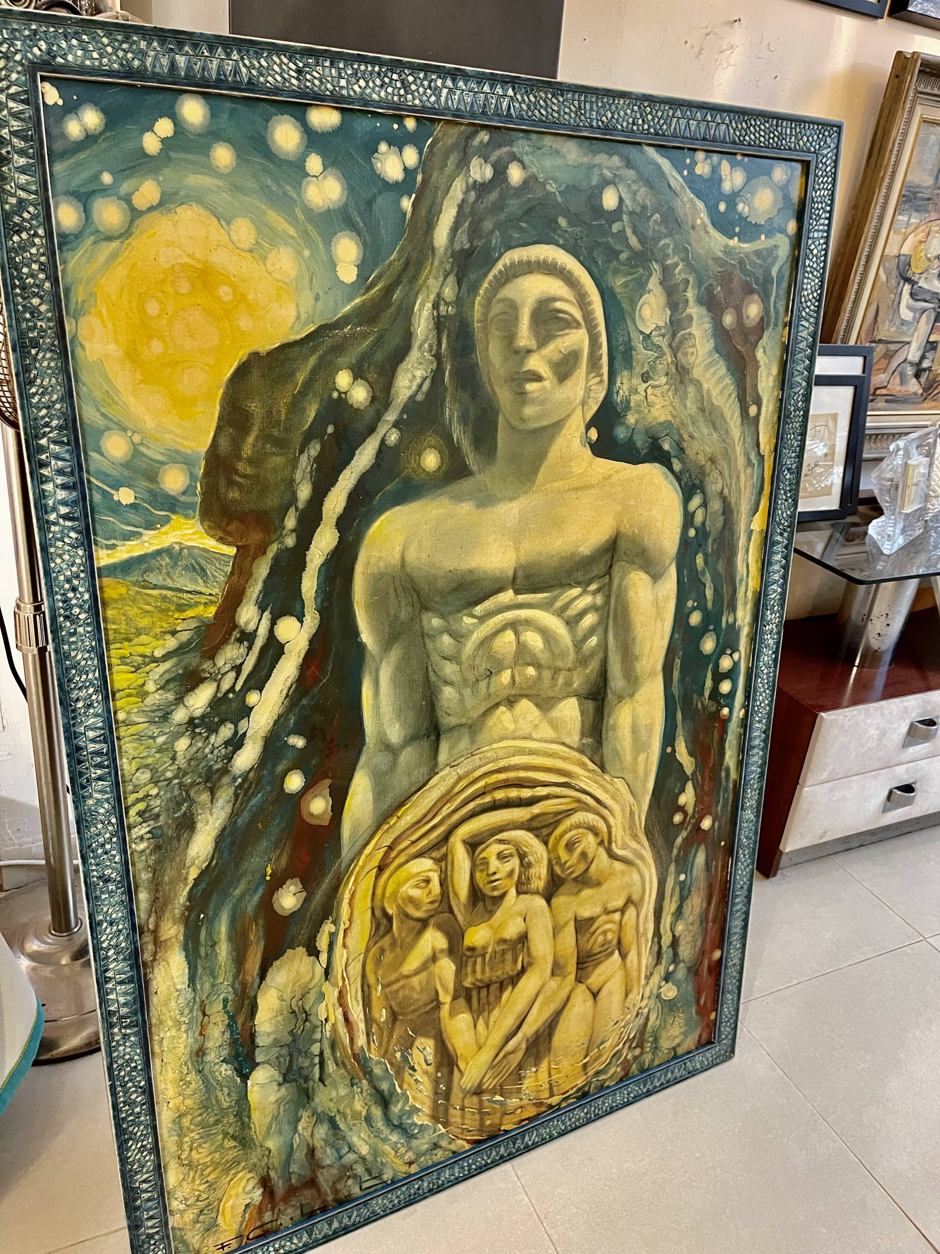 Tableau art déco personnage exotisme, france 1935.