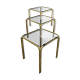 Brass and smoked glass nesting tables, 1970s