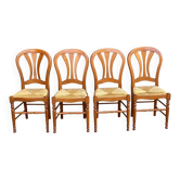 4 chaises campagnardes médaillon Louis Philippe paillées des années 70