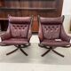 Chaises Falcon à ailes et dossier haut en cuir Sigurd Resell vintage rétro