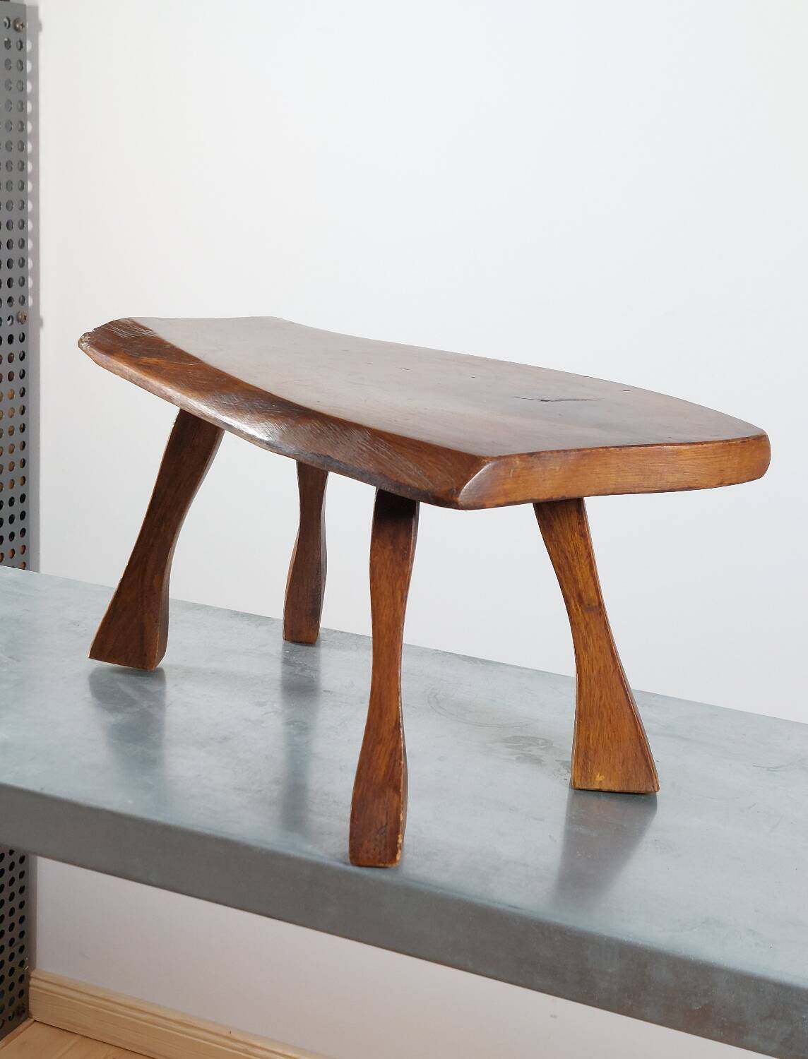 Vintage wooden brutalist milk stool