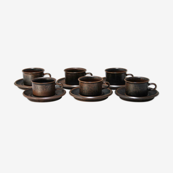 6 coffee cups with RUSKA saucers edited by Arabia Finland designed by Ulla Procopé