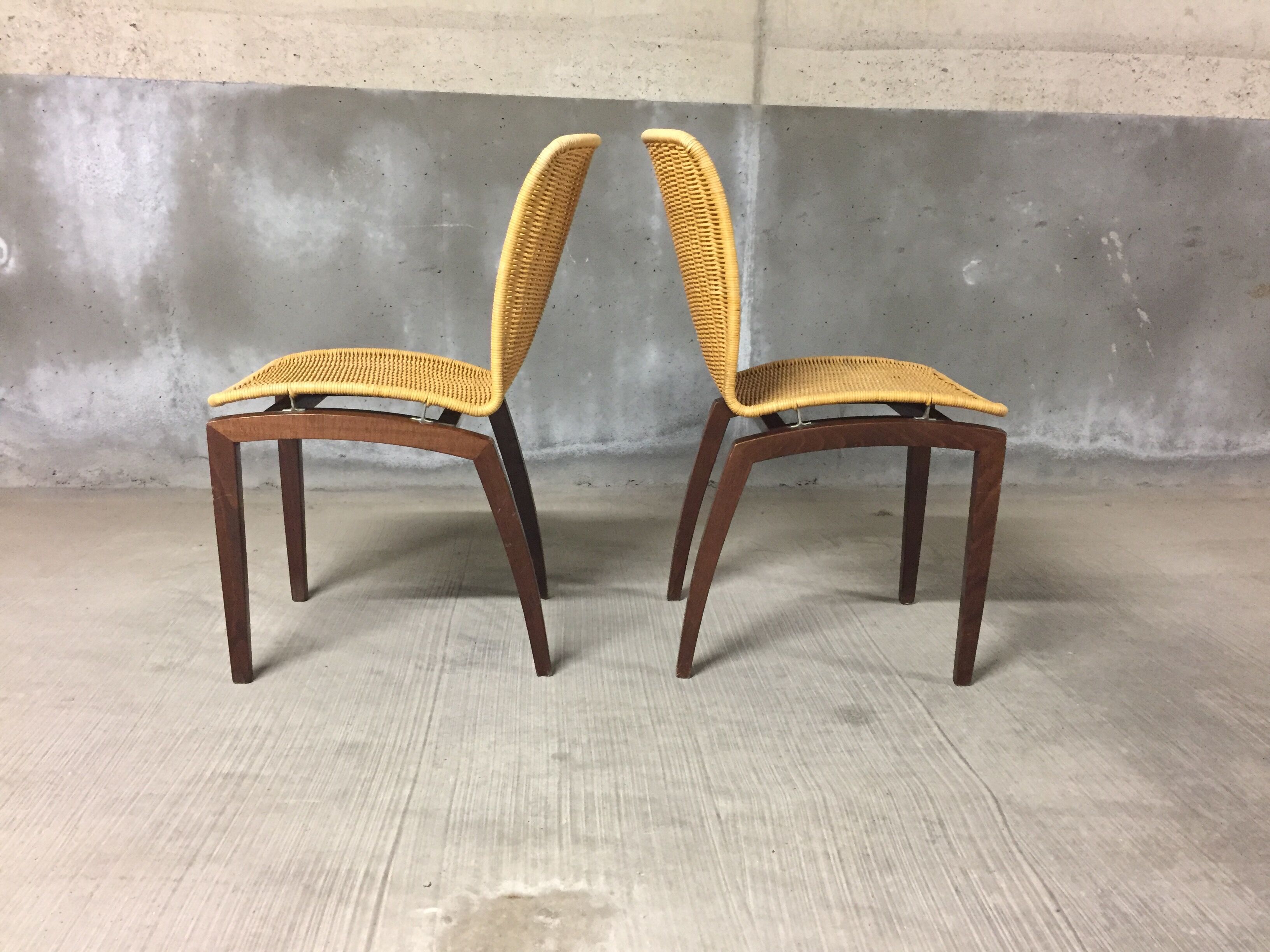 Vintage libra chairs from Christian Werner rattan chair Roset Line