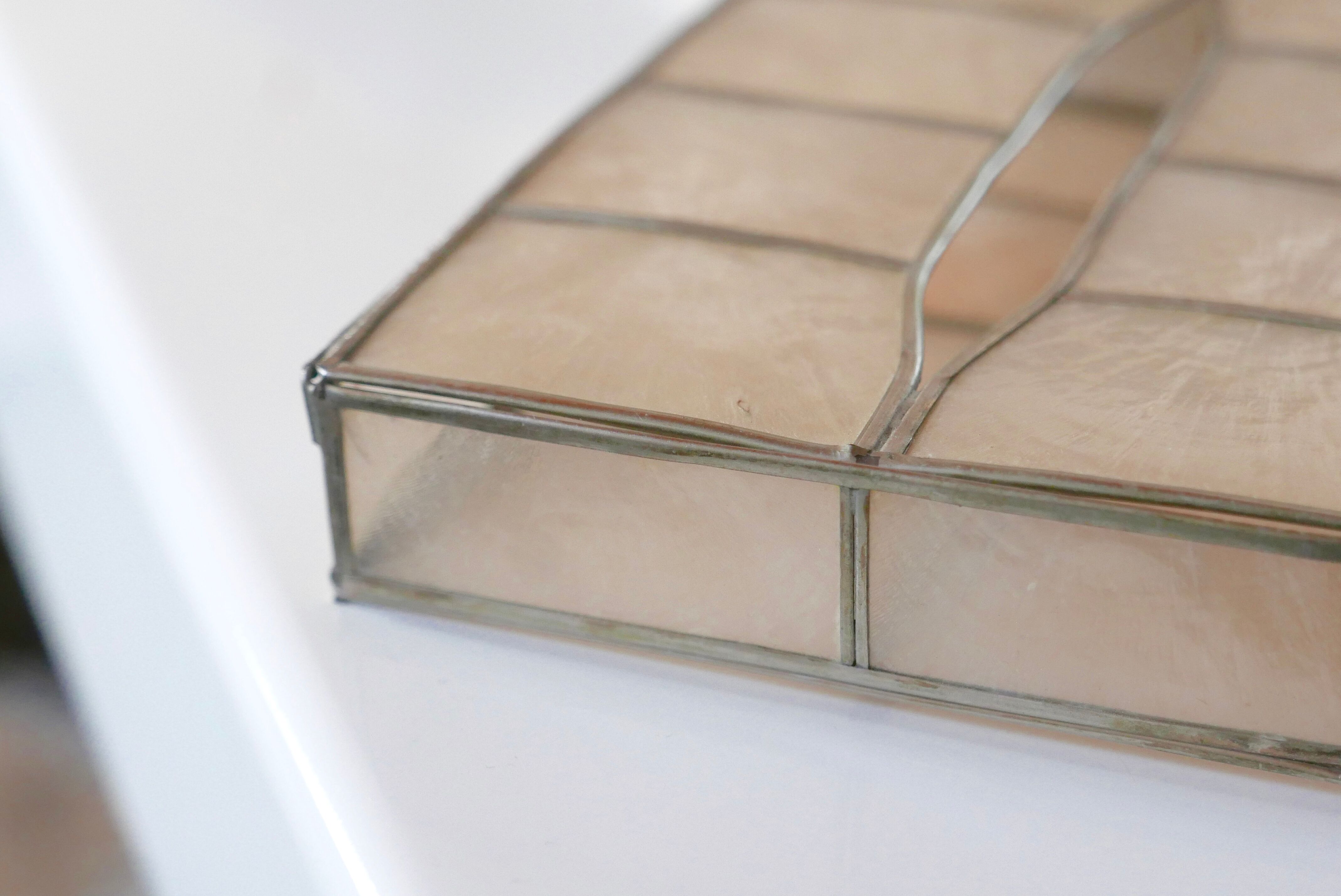 Mother-of-pearl and metal handkerchief box 70s