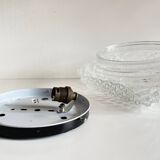 Wall lamp glass and steel ceiling light 1950s